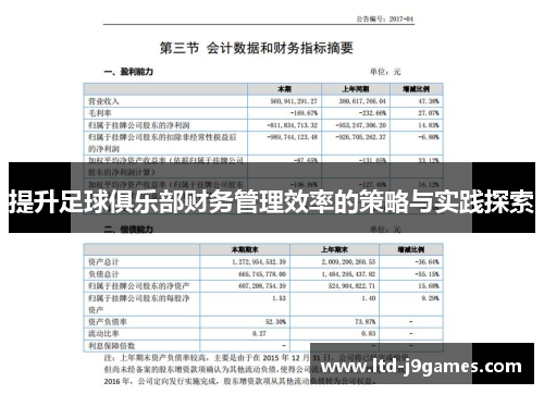 提升足球俱乐部财务管理效率的策略与实践探索 提升足球俱乐部财务管理效率的策略与实践探索